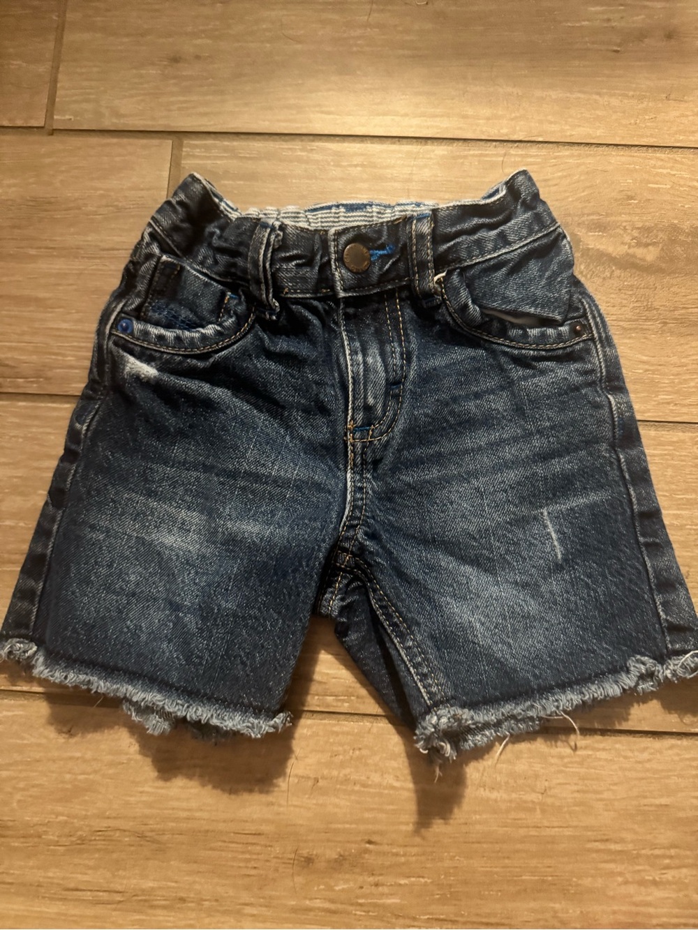 Kids Dark Blue Denim Frayed Hem Shorts